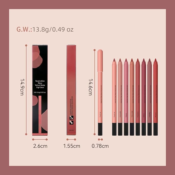 KISSIO Lip Liner,Creamy Lip Pencil,Long Lasting Lip Liner with Sharpener,Matte Finish,Smooth and Soft,Non-Dry,Easy to Use,Cruelty free,0.02 oz,07 Daejeeling