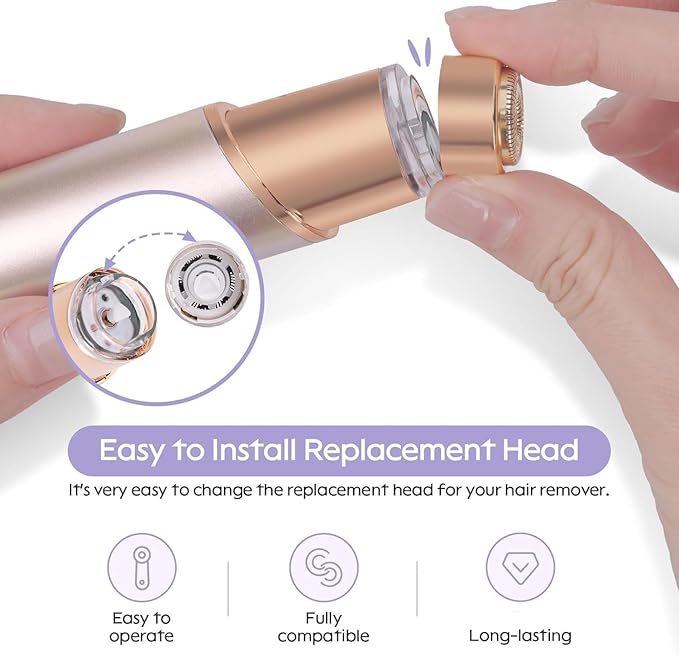 Replacement Heads for Flawless Replacement Heads,Generation 3 Replacement Heads Compatible with New Finishing Touch Flawless Facial Hair Remover,Dual Blades for Flawless Replacement Heads Gen 3,4Pcs.