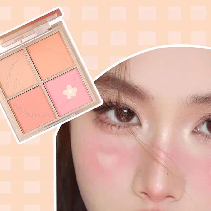 Powder Blush,Metallic Makeup Powder Blush Long Lasting Smooth Blush Palette