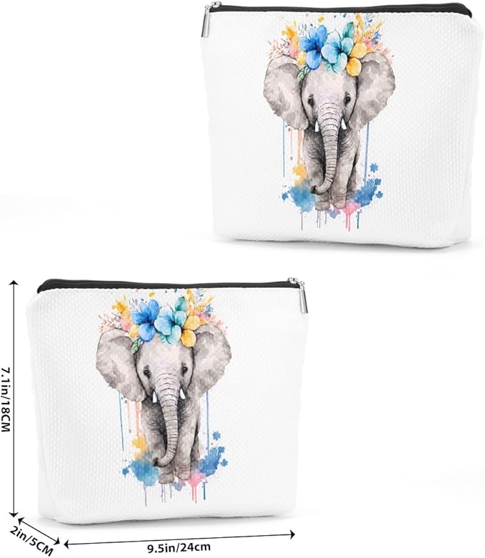 Floral elephant cosmetic bag elephant