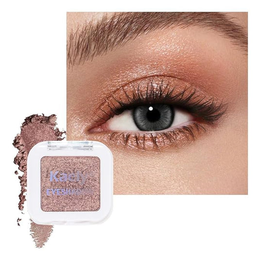 Kaely Pressed Single Eyeshadow Makeup, Amber Rush Shimmer Highly Pigmented Monochrome Eye Shadow Palette, Waterproof Neutral Powde Mini Eyeshadow, sombras para ojos, Lightweight Blendable, 21