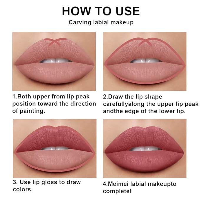 evpct 2Pcs Nude Pink Matte Lip Liner and Lipstick Pencil Makeup Set Brown Liquid Lipstick Lip gloss Stain Set Long Lasting Waterproof labiales mate 24 horas originales matte larga duracion 24 29#