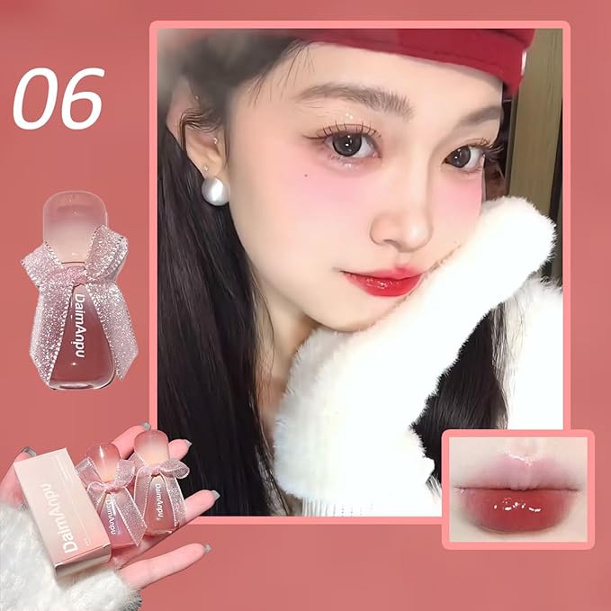 6Pcs Hydrating Jelly Lip Gloss Set,Moisturizing & Plumping Water Lip Stain Mirror Liquid Lipsticks,Waterproof Long Lasting Clear Oxygen Tinted Lip Blam Cute Lip Glaze