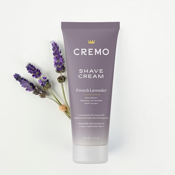Cremo French Lavender Moisturizing Shave Cream, Astonishingly Superior Ultra-Slick Shaving Cream for Women Fights Nicks, Cuts and Razor Burn, 6 Fl Oz