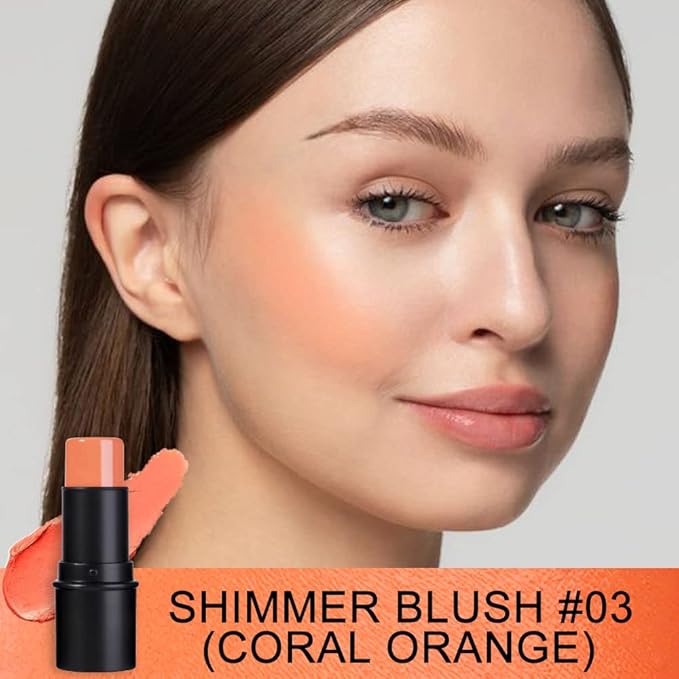 evpct 2Pcs Shimmer Orange Cream Blush Stick for