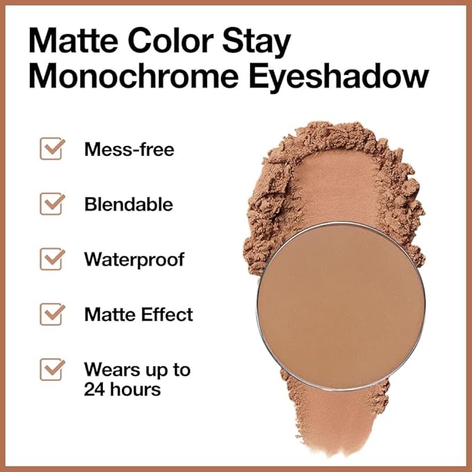 Monochrome Pressed Eyeshadow, Waterproof Neutral Powde Mini Eyeshadow, sombras para ojos, Talc, Paraben & Cruelty Free (H08#Matte Brown)