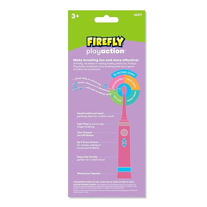 FIREFLY Play Action Trolls Smart Sonic Toothbrush Kit, Interactive Electric Toothbrush with Lights, Music and Games, Batteries Included, Ages 3+