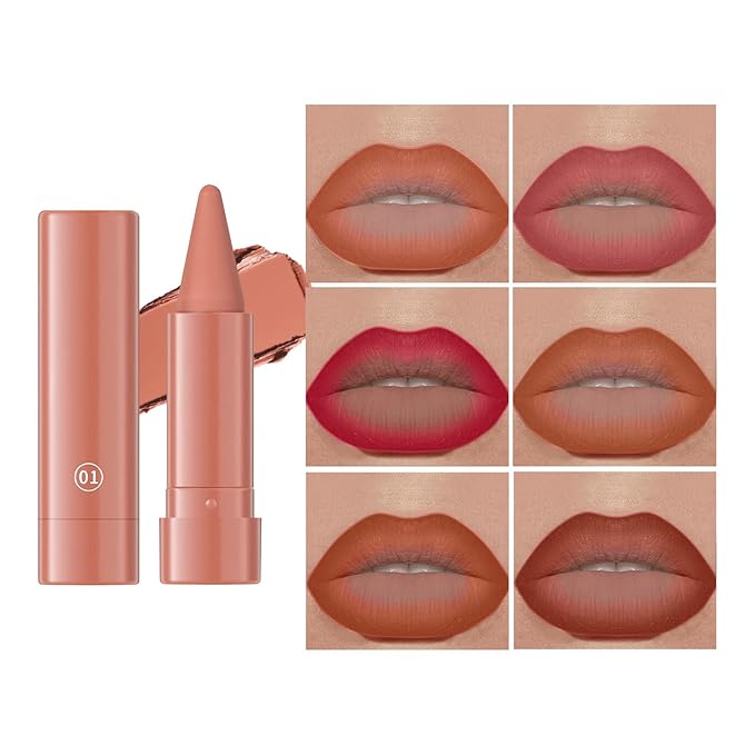 Jolilab 4PCS Lip Liner Lipstick Set, Gradient Matte Nude Velvet Lip Liner Pencil High Pigmented Long Lasting Natural Smooth Lip Makeup Easy-to-Use Crayon Form and Cone Tip