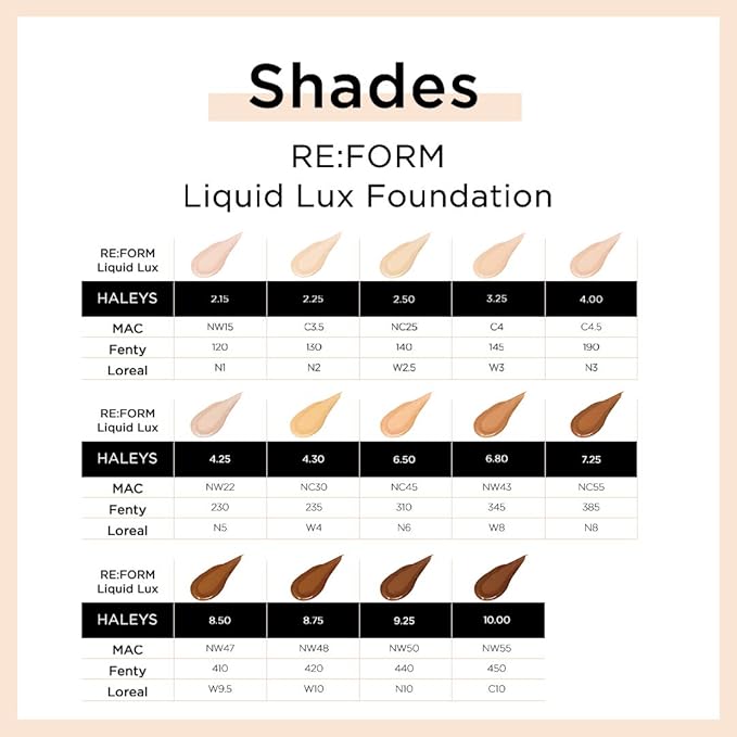 HALEYS RE:FORM Liquid Lux Foundation (8.50) Vegan, Cruelty-Free Long-Lasting Wear