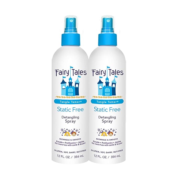 Fairy Tales Tangle Tamer Static Free Detangling Spray - Detangler Spray for Kids - Paraben Free, Sulfate Free, Gluten Free, Nut Free - 12 oz (2 pack)