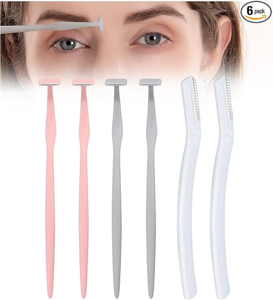 Eyebrow Razors w/Dermaplane Razors Set - Japanese Premium Quality Blades - Small Face Razors for Peach Fuzz and Fine Hair, Multipurpose Exfoliating Dermaplaning Tools for Women and Men