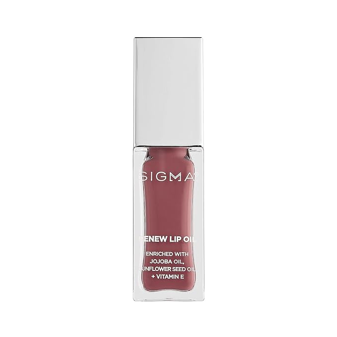 Sigma Beauty Renew Lip Oil – Tinted Lip Oil with Luxurious High-Shine Color & Long Lasting Hydration for Soft, Supple Lips, Non Sticky Lip Oil w/Nourishing Antioxidants (All Heart, Berry Mauve Sheen)