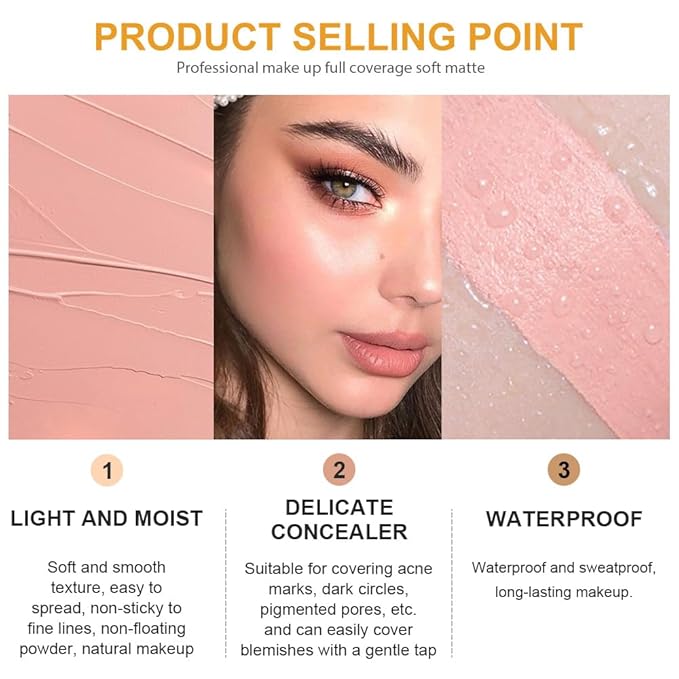 Kaely 2Pcs Pot Concealer Full Coverage Set,under Eye Correcting Concealer,02+04