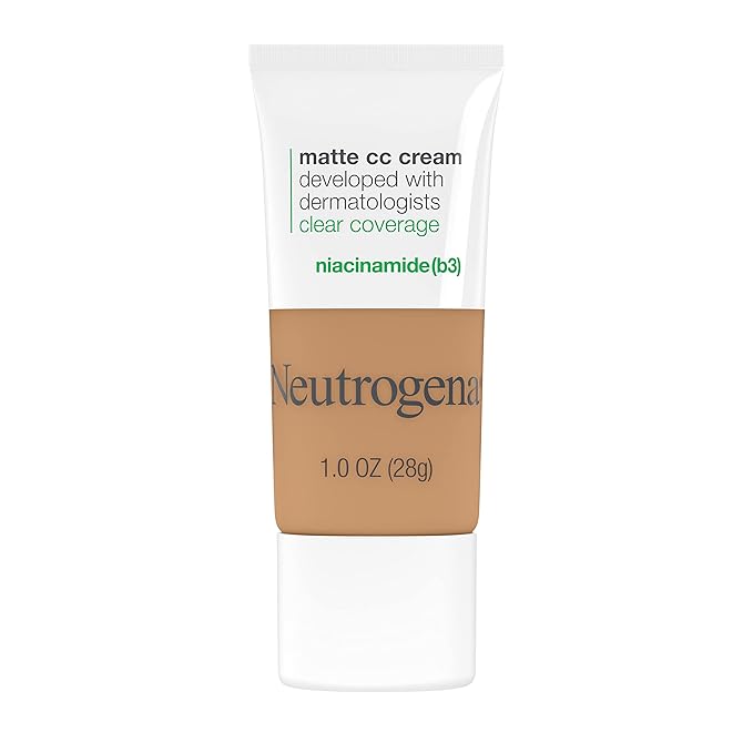 Neutrogena Clear Coverage Flawless Matte CC Cream, Full-Coverage Free, Butterscotch, 1 oz