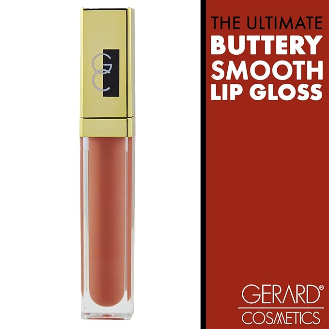Gerard Cosmetics Color Your Smile Lip Gloss Salmon, Super Pigmented Peach Lip Gloss with LED Light and Mirror, Shiny Finish, Hydrating Liquid Peach Lipstick, Cruelty Free and Made in USA