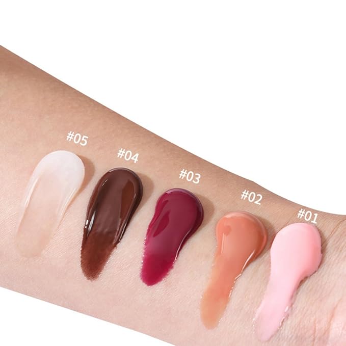 MAEPEOR Lip Glowy Balm 5 Colors Plumping Hydrating Lip Butter Balm and Nourishing Lip Care Lip Treatment Glossy Finish Non-sticky Tinted Lip Balm (01 Ribbon)