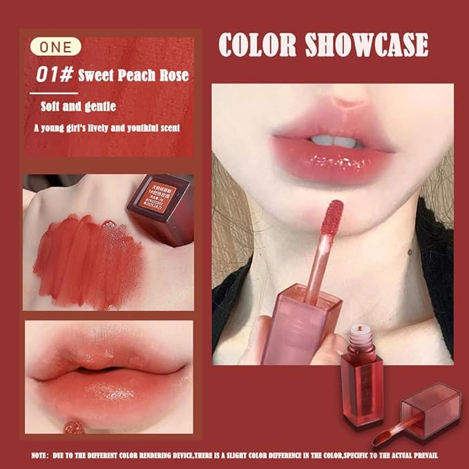 Smooth Luster Lip Glaze, Lightweight Moisturizing,High Impact Lip Color, Full Coverage Lip Makeup, Long Lasting Waterproof Moisturizer Lip Glaze (Sweet Peach Rose)