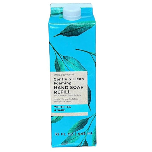 Bath & Body Works White Tea & Sage Refill Gentle & Clean Foaming Hand Soap, 32 fl. oz. (White Tea & Sage), Blue