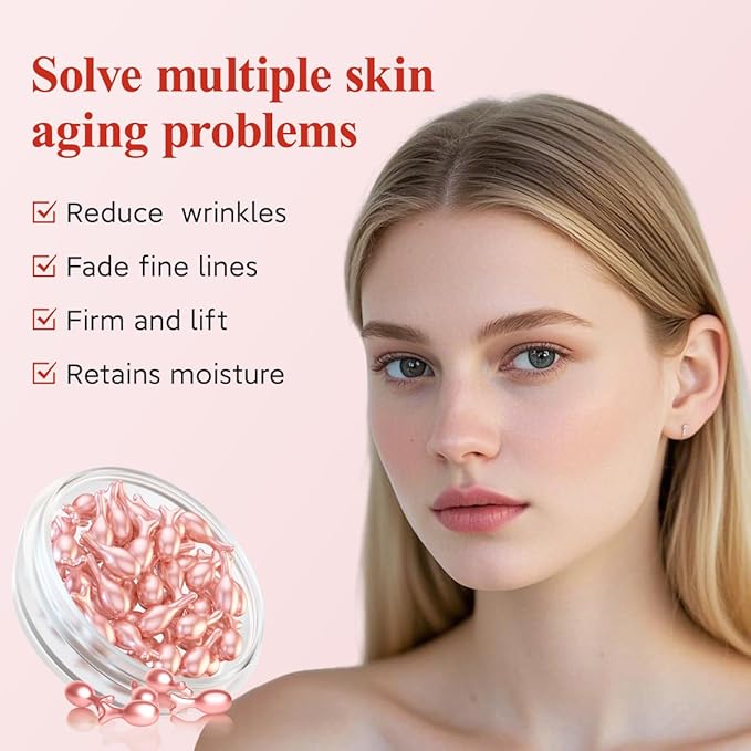 HKH Retinol Serum for Face - Anti Wrinkle Facial Serum with Vitamin C & Vitamin E, Vit A Capsule with Collagen for Women, Reduces Fine Lines, Firming Skin, Moisturise, Travel Friendly (38+38 ct)