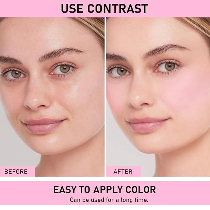 Face Blushes Quads, Matte Blush Makeup Palette, Light Pink Lavender Dark Pink and Mauve Cream Blushes Palette, Makeup for Older Women, Natural Pigmented Paleta de rubor 4 colores