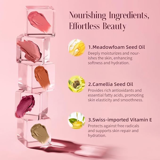 3 Pcs Multi-Use Makeup Cream Blush Stick Set, Unidollssbeauty 3-in-1 Buildable Blush Stick Set, Hydrating formula, All day wear, Easy Application with a Random Accessory Included(01,03,04)