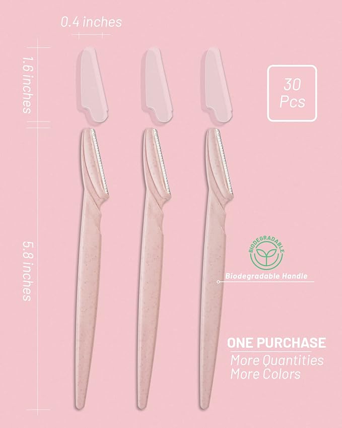 MoHern Dermaplaning Tool for Face, 30 Pcs Dermaplane Razor for Face, Multipurpose Face Razors for Women and Men, Pink