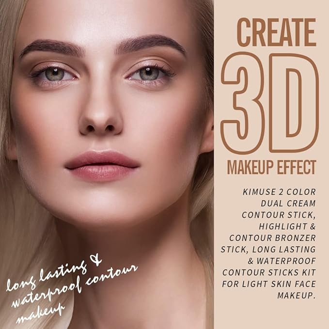 KIMUSE 2Color Dual Cream Contour Stick, Highlight & Face Makeup