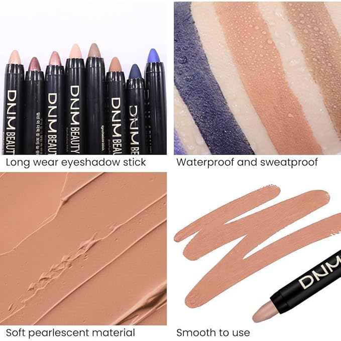 evpct 2Pcs Cream Eye Shadow Brightener Sticks Set for Eyes, Caramel Matte Pencil Eye shadow Applicator Stick Pen Palette Makeup Waterproof sombras en crema para ojos 30+30