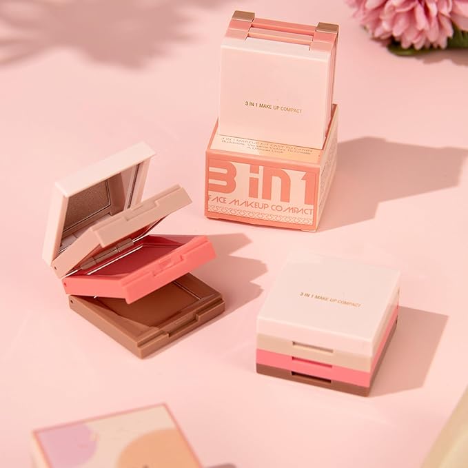3 in 1 Highlighter Contour Blush Makeup Palette,