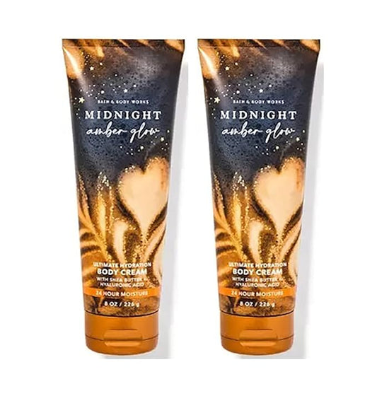 Bath & Body Works Midnight Amber Glow Ultimate Hydration Body Cream For Women 8 Fl Oz 2- Pack (Midnight Amber Glow), 8.0 ounces