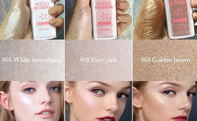 Glitter Powder Highlighter Makeup, Body Brightens the Natural Gold Color)