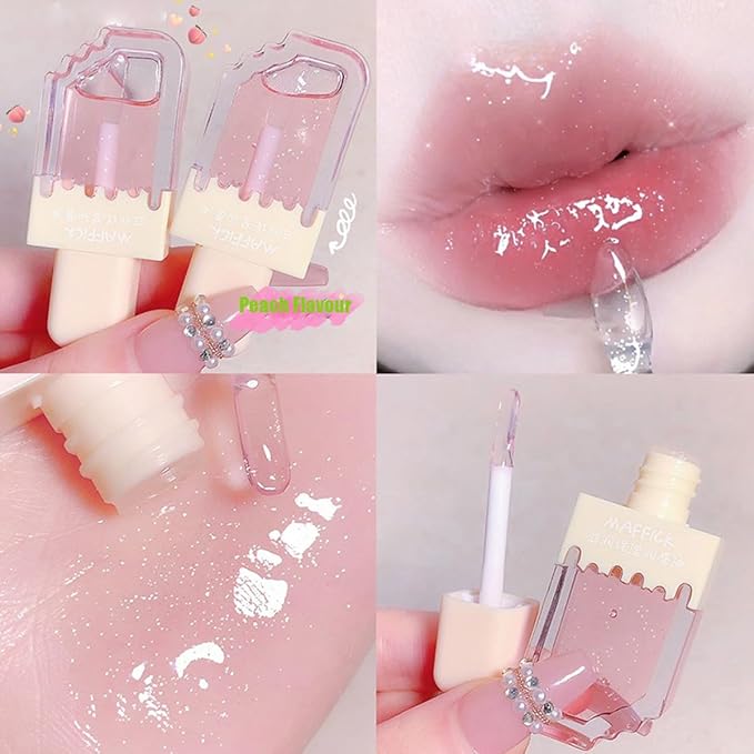 3Pcs Clear Cute Lip Gloss Set,Fruit Flavored Lip Oil Set,Long Lasting Moisturizing,Hydrating Lip Glow Oil for Kids and Teens,Party Gift,Non-toxic