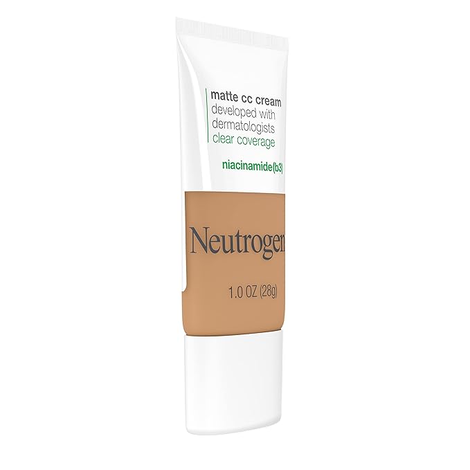 Neutrogena Clear Coverage Flawless Matte CC Cream, Full-Coverage Free, Butterscotch, 1 oz