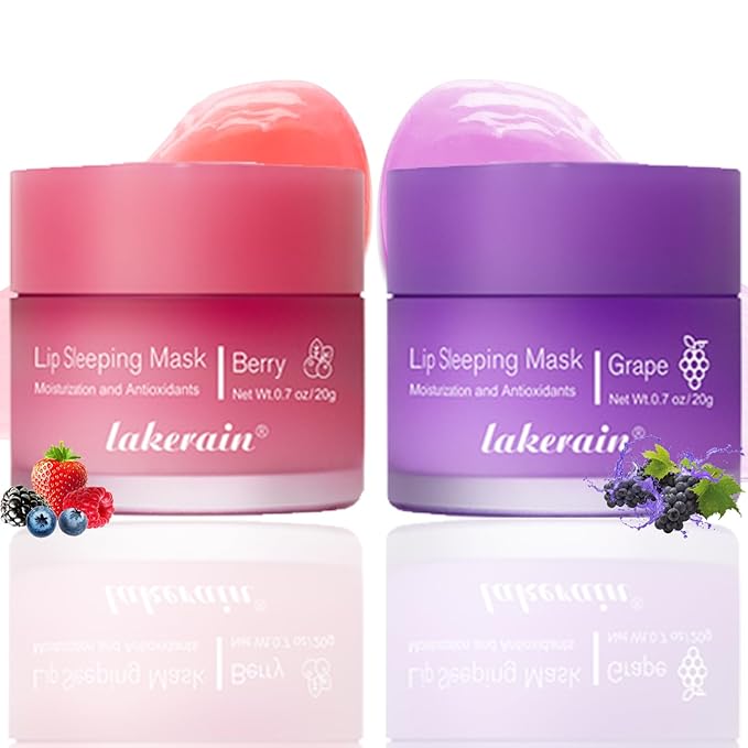 2PCS Lip Sleeping Mask, Lip Mask Grape)