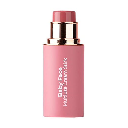 MCoBeauty Baby Face Multi-Use Cream Stick, Lou Lou Deeper Rose Tone Shade, Silky Smooth, Buildable Blush for Eyes, Lips & Cheeks, Vegan, Cruelty Free Cosmetics