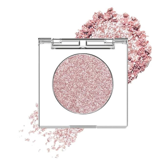 Monochrome Pressed Eyeshadow, Waterproof Neutral Powde Mini Shimmer Rose Gold Pink Eyeshadow, sombras para ojos, Talc, Paraben & Cruelty Free (H05#Shimmer Rose Gold Pink)