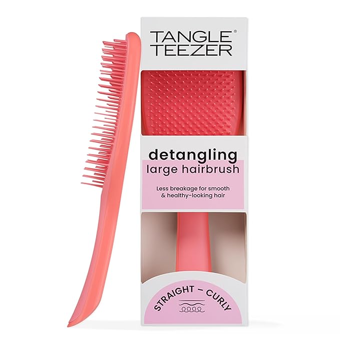 Tangle Teezer Large Ultimate Detangler Hairbrush for Wet & Dry Hair, Eliminates Knots & Reduces Breakage for Long, Thick, & Curly Hair Types, Coral Pink