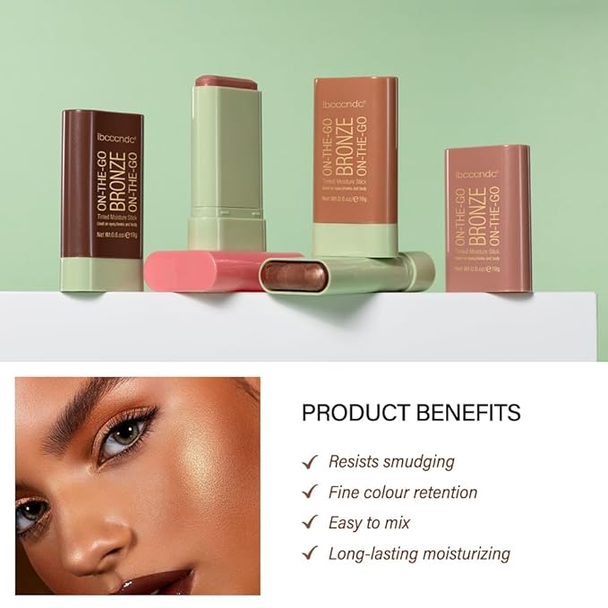 Cream Contour Stick,Multi-Use On The Go Bronzer Stick,Long-lasting