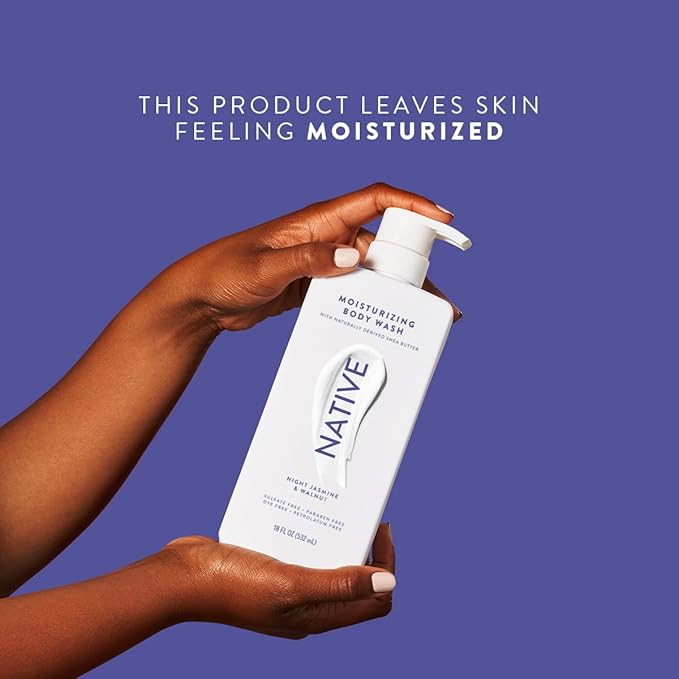 Native Moisturizing Body Wash Contains Naturally Derived Ingredients | For Women & Men, Sulfate, Paraben, & Dye Free Leaving Skin Soft and Hydrated | Night Jasmine & Walnut 18 oz