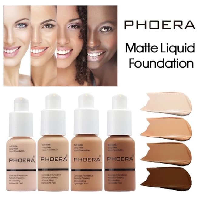2Pcs Liquid Foundation Full Coverage 24HR Matte Oil Top (1pcs-105) 30ml