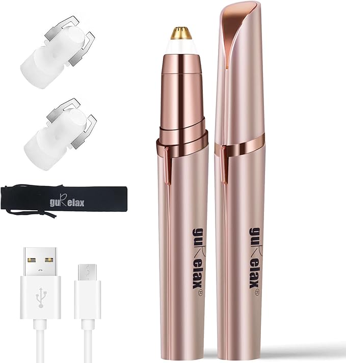 Gurelax Women's Electric Eyebrow Trimmer with Replacement Blades, Precision LED Light, Safe and Instant Painless Hair Remover