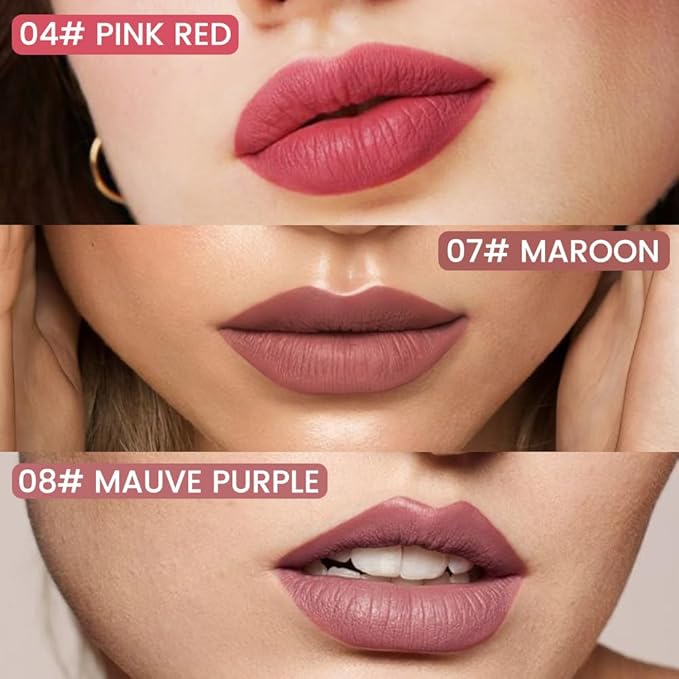 2Pcs Longwear Liquid Lip Liner Stain Marker Pen Set Long Lasting Waterproof, Pink Red Maroon Mauve Purple Matte 24 Hour Lip Liner and Lipstick Combo, Color Stay Lipliner All Day, Lip Stain peel off
