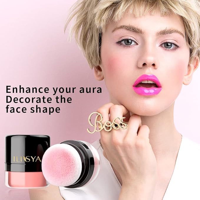 ROUSE Face Blush Powder Makeup Soft Mushroom Blush (Peach Pollen)