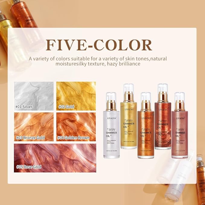 Liyalan Shimmer Body Oil Bronze Gold