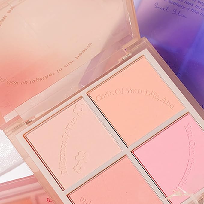 Powder Blush,Metallic Makeup Powder Blush Long Lasting Smooth Blush Palette