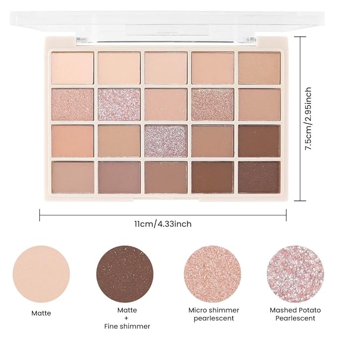 20Colors Rose Gold Dark Brown Nude Basics Matte Eyeshadow Palette,Eye Shadow Travel Makeup Palette all in one Long Lasting Waterproof Ultra-Blendable,Great for Travel Gift Kit
