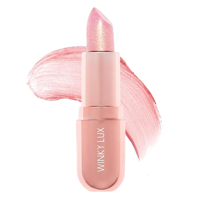 Winky Lux Glimmer Balm, pH Lip Balm, Color Changing Lipstick and Tinted Lip Balm, Vegan & Cruelty Free, Hydrate & Plump, Pink Shimmer Lipstick, Rose