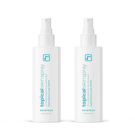 BRIOTECH Topical Skin Spray, Hypochlorous Acid Spray for Sensitive Skin, HOCl Facial Mist, Full Body Support Against Irritation, Calm Redness, Soothe Foot & Scalp, Travel Size 2 oz (2 Pack)