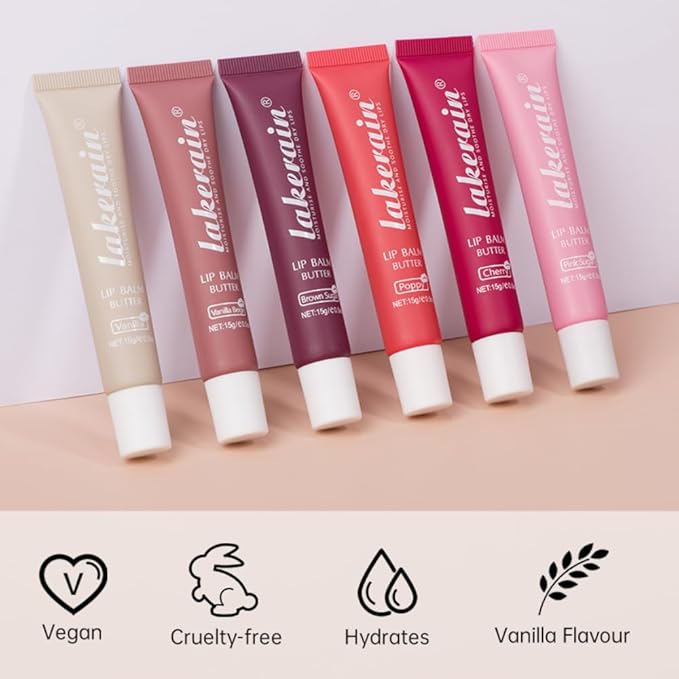 Tinted Lip Butter Balm - Tinted Moisture Gel Lip Gloss | Hydrating Glow Tinted Lip Care | Tinted Lip Stain (Vanilla, 01)
