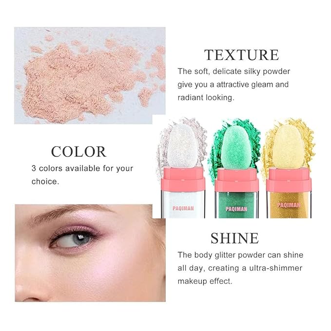 Glitter Powder Highlighter Makeup, Body Brightens the Natural Gold Color)